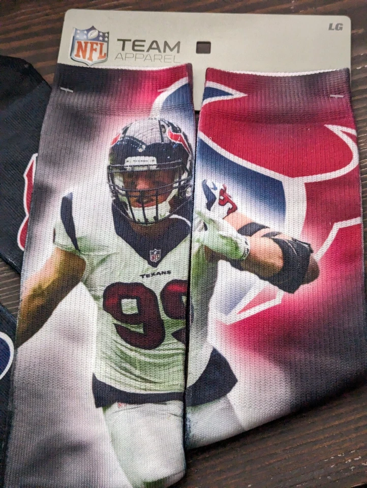 JJ Watt Collectible NFL Socks The Houston Texans #99 NWT Size Large 2x Pairs - Image 4 of 4
