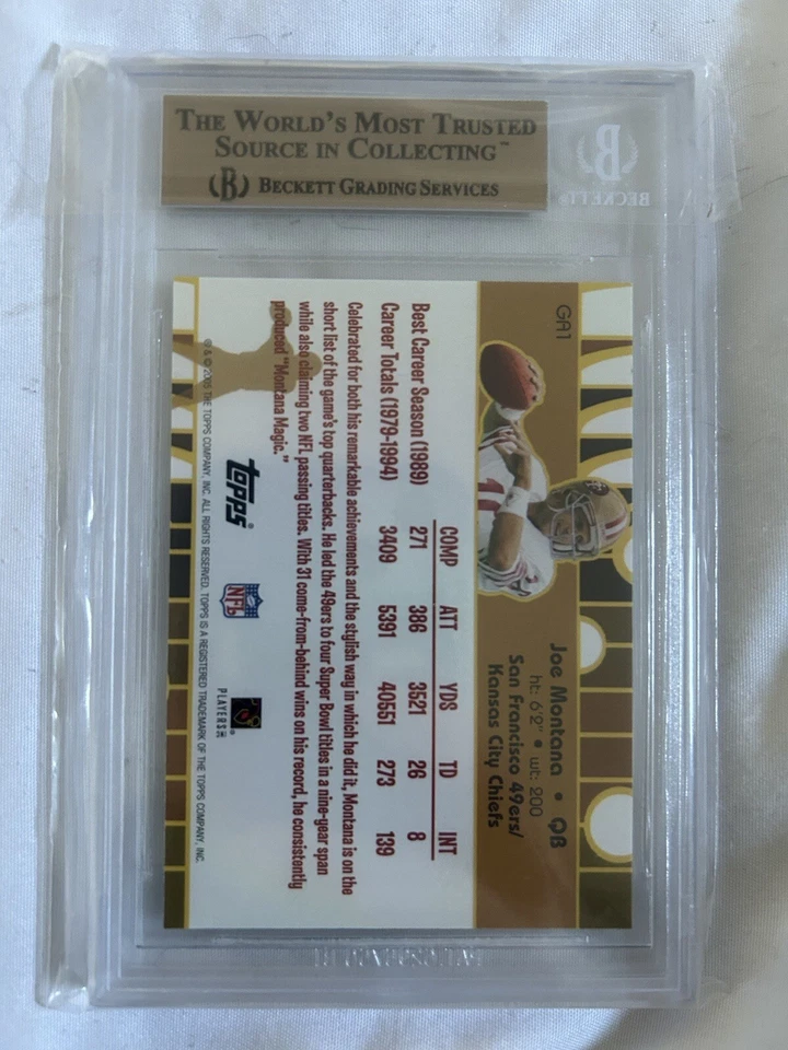 2005 Topps Golden Greats Joe Montana Gem Mint 9.5 - Image 2 of 2