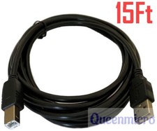 15Ft USB 2.0 A-B AB Printer Device Cable Cord Wire for HP CANON BROTHER Black