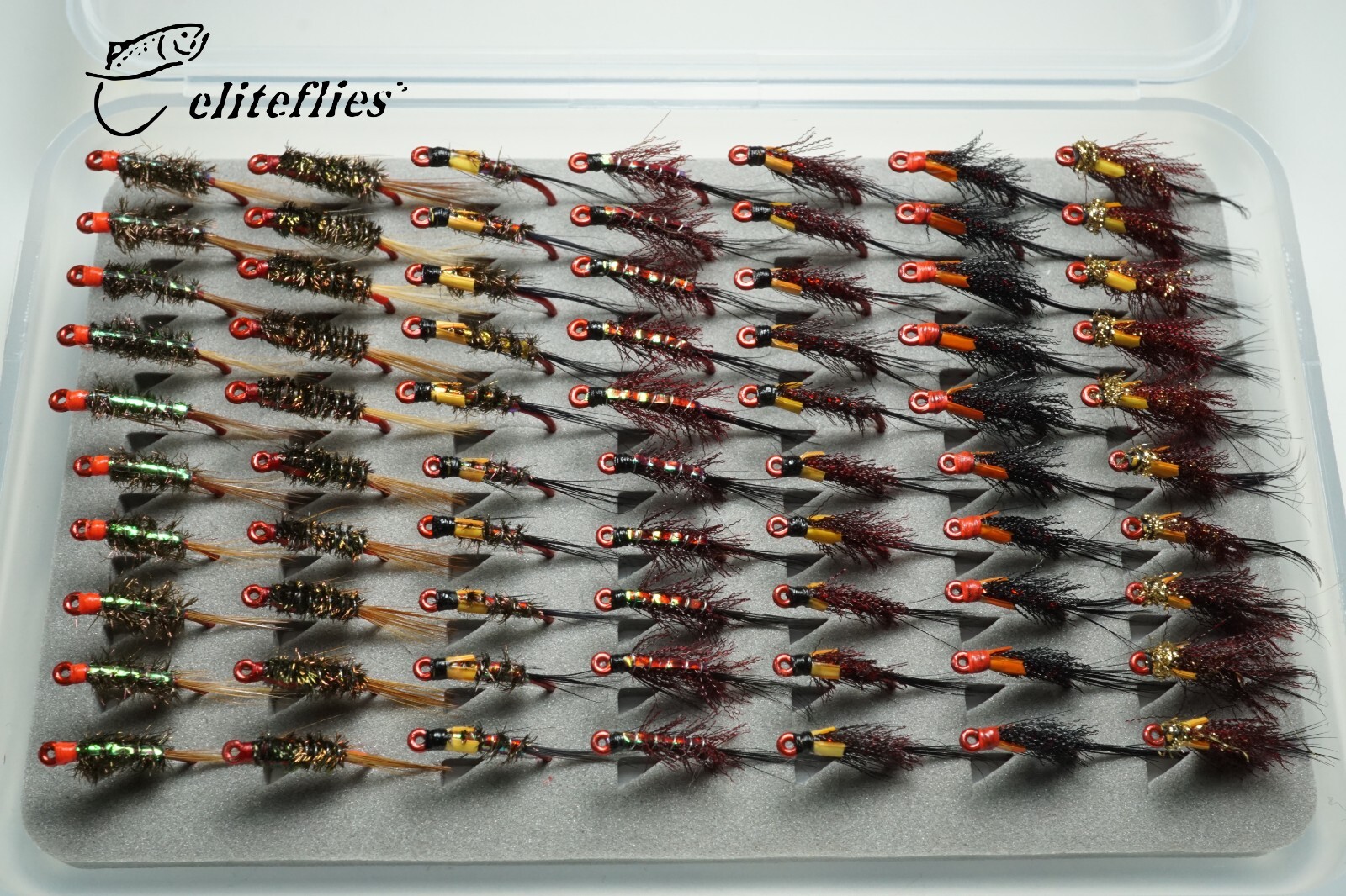 eliteflies 70 Comp Red BARBLESS Diawl bach box fly fishing flies nymphs