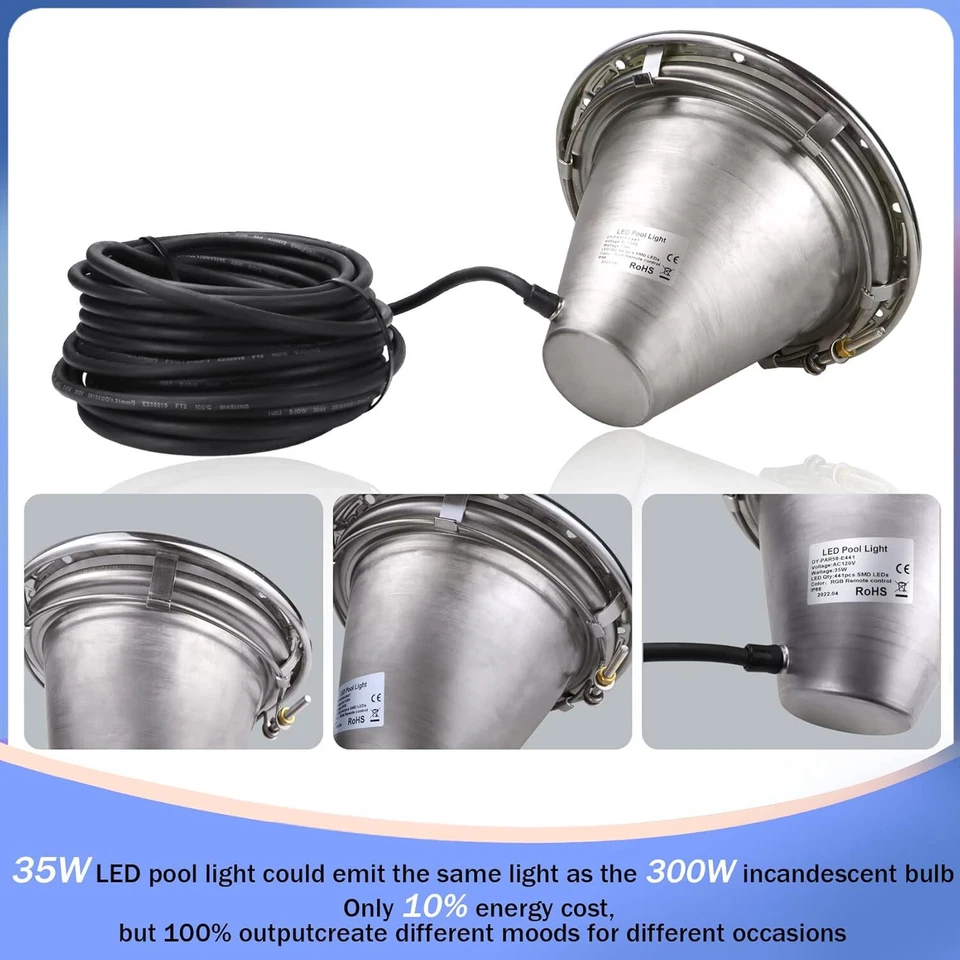 Pomeade SH101300, 10 Inch, 12V 35W, White LED Pool Light, 50ft - Image 4 of 4