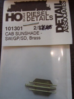 Detail Associates HO #101301 Cab Sunshades for SW/GP/SD, Brass (2) - More Below
