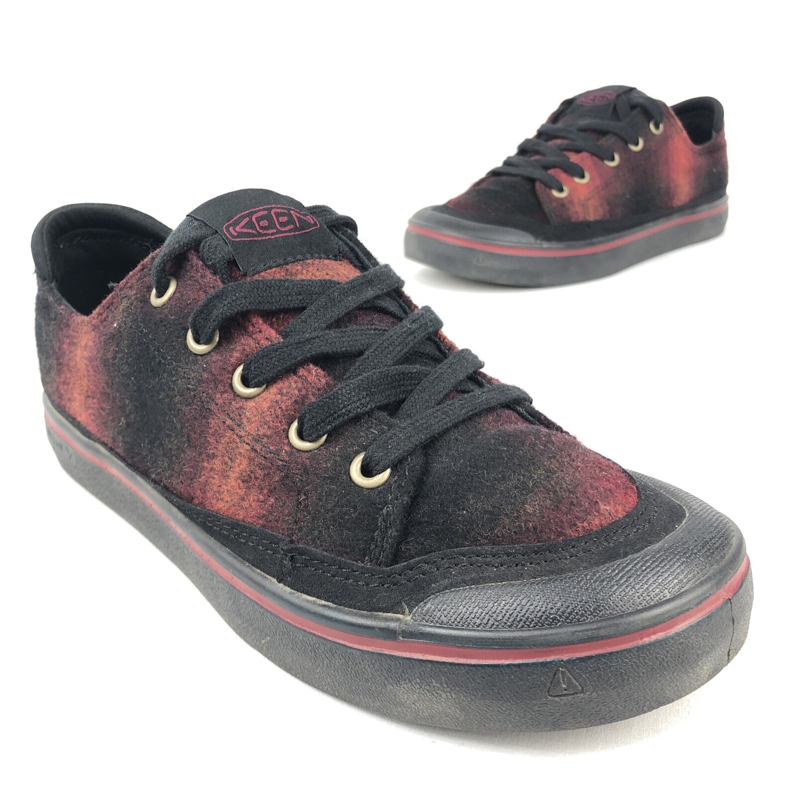 Scarpe basse KEEN Elsa IV donna 7 nere rosse sneakers casual flanella a quadri