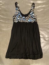 Alice + Olivia Womens Big Sequin Silk Jersey Bubble Dress Small BlackSilver $395