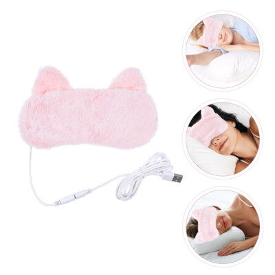 USB Heated Eye Mask Hot Compress Eye Mask Relieve Fatigue Eye Patch Pink
