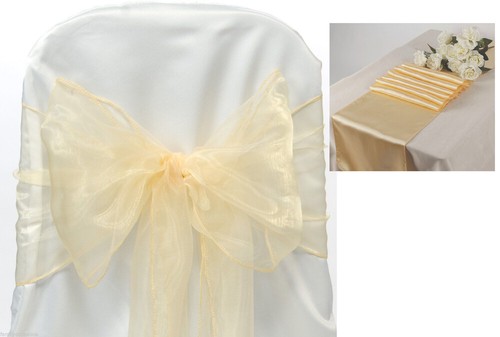 Organza Stuhl Flügel Schleife + Satin Tischläufer Hochzeit Party Dekoration - KOSTENLOSER VERSAND - Bild 5 von 34