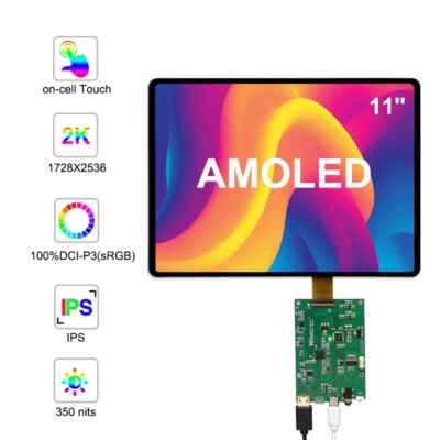 11'' AMOLED 1728x2368 OLED Display Touch Screen With HDMI Panel