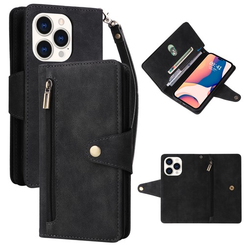 Zip Wallet Leather Flip Case For iPhone 16 15 14 Pro Max 13 12 11 XS XR 8 7 6 Se - Picture 8 of 17