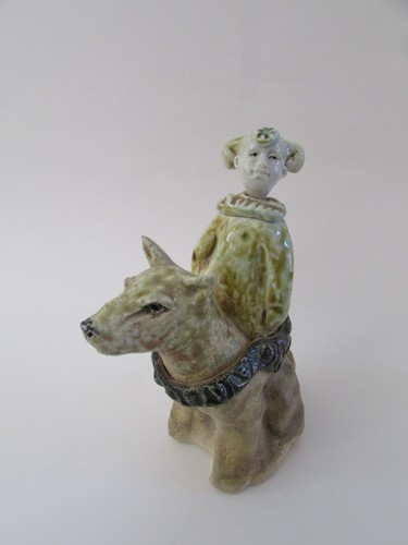 Debra Fritts Abiqui New Mexico Ceramic Sculpture Girl Riding Dog - 第 2/10 張圖片