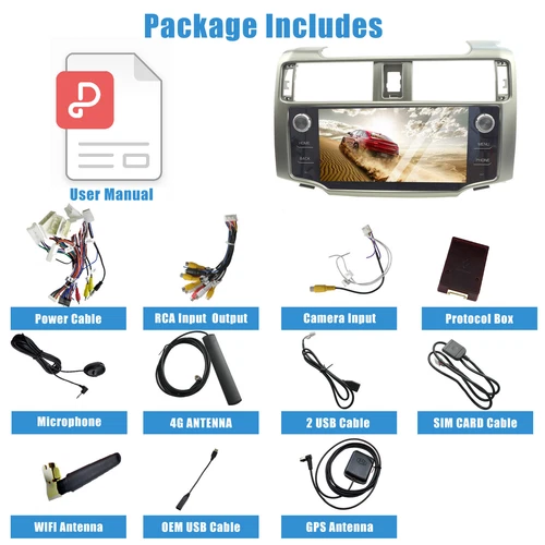 Gray Car DVD Radio Stereo GPS Navigation Android 10 9" Fit for Toyota 4Runner - Picture 9 of 13