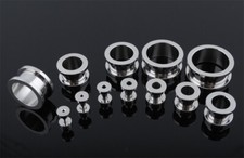 2pc Black Silver Gold Anodized Titanium Screw Fit Flesh Tunnels Ear Plugs