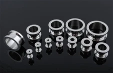 2pc Black Silver Gold Anodized Titanium Screw Fit Flesh Tunnels Ear Plugs