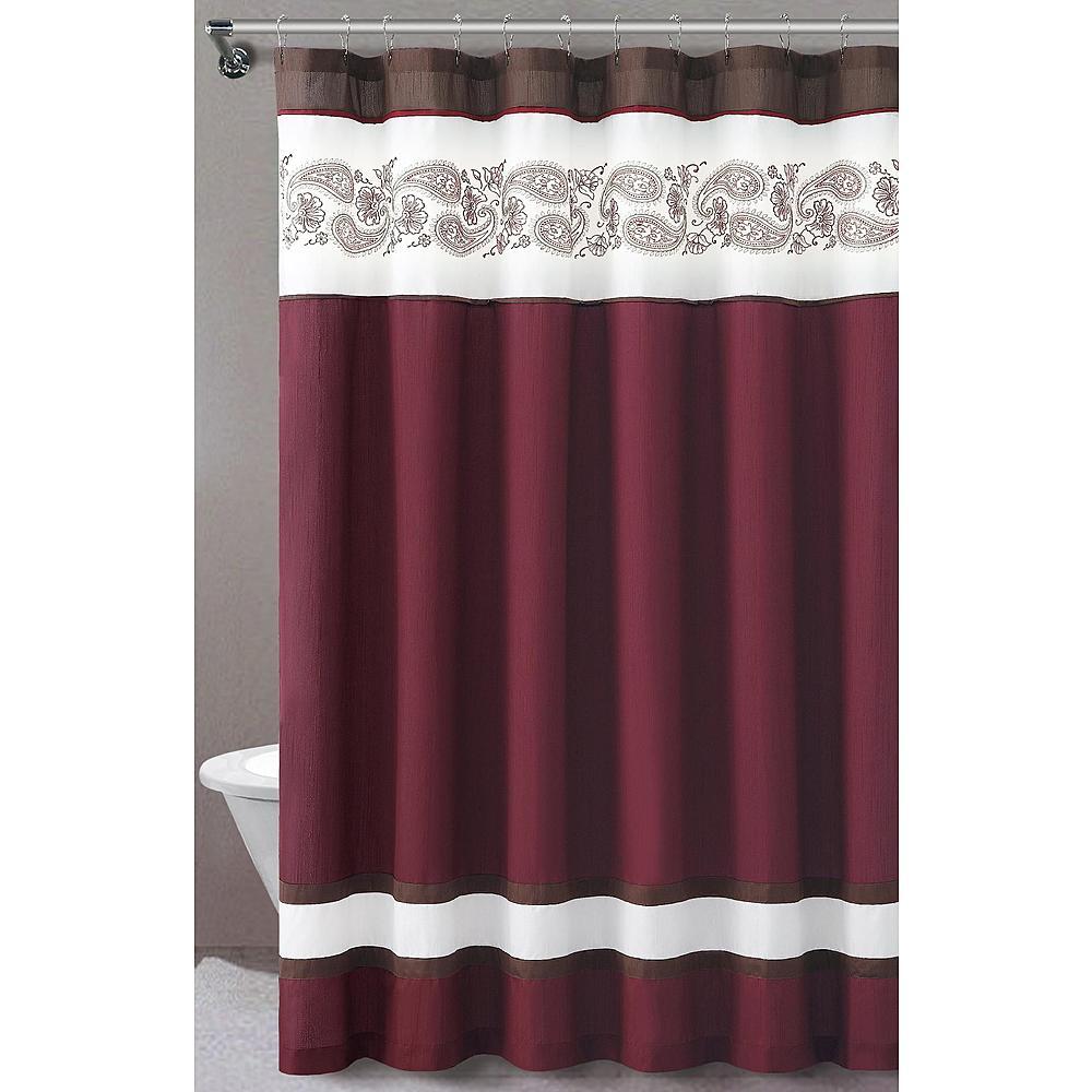 Essential Home Isabelle Fabric Shower Curtain 72" x 72" Cranberry