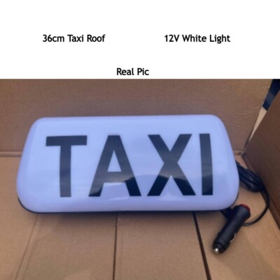 36cm Taxi Roof Sign - Aerodynamic Magnetic Cab Top Lamp, 12V White LED Light 2 thumbnail image