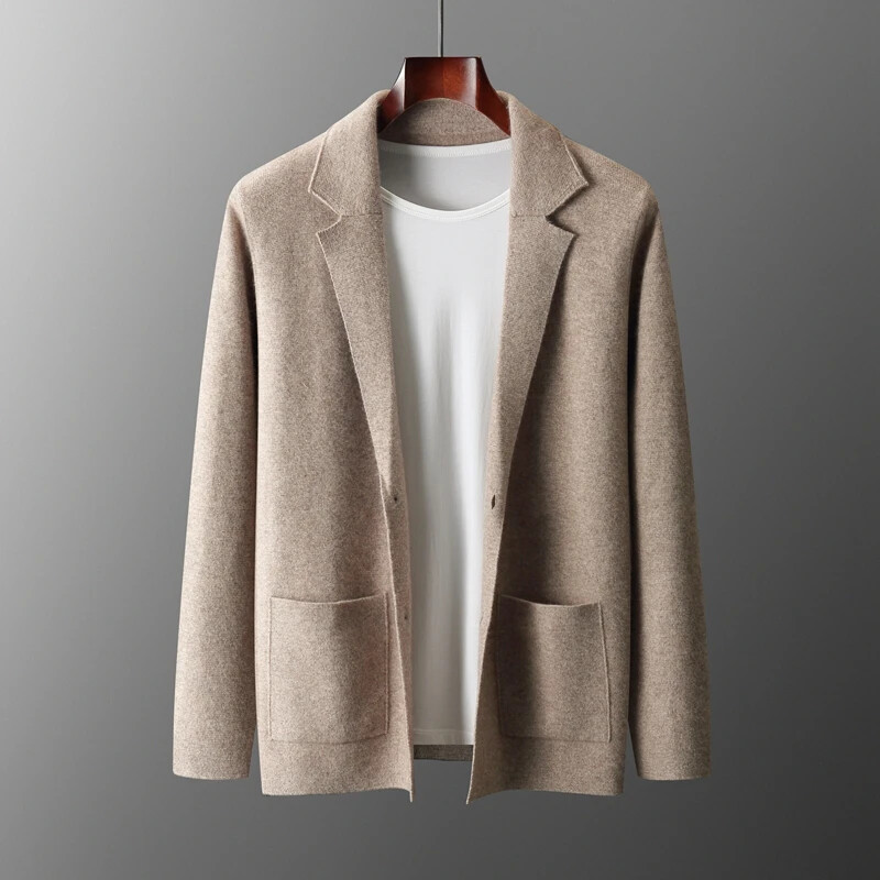 Men's Suit Collar Cardigan Autumn Wool Cashmere Knitted Jacket