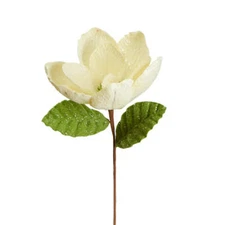 Factory Direct Craft White Glittered Artificial Magnolia Stem