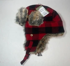 Trapper Hat Faux Fur One Size Red/Black Soft Warm Winter Stylish Goodfellow & Co