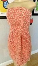 Jessica Simpson Coral Embroided Overlay Floral Dress NWTS ORIG $138. SZ 6  xb0