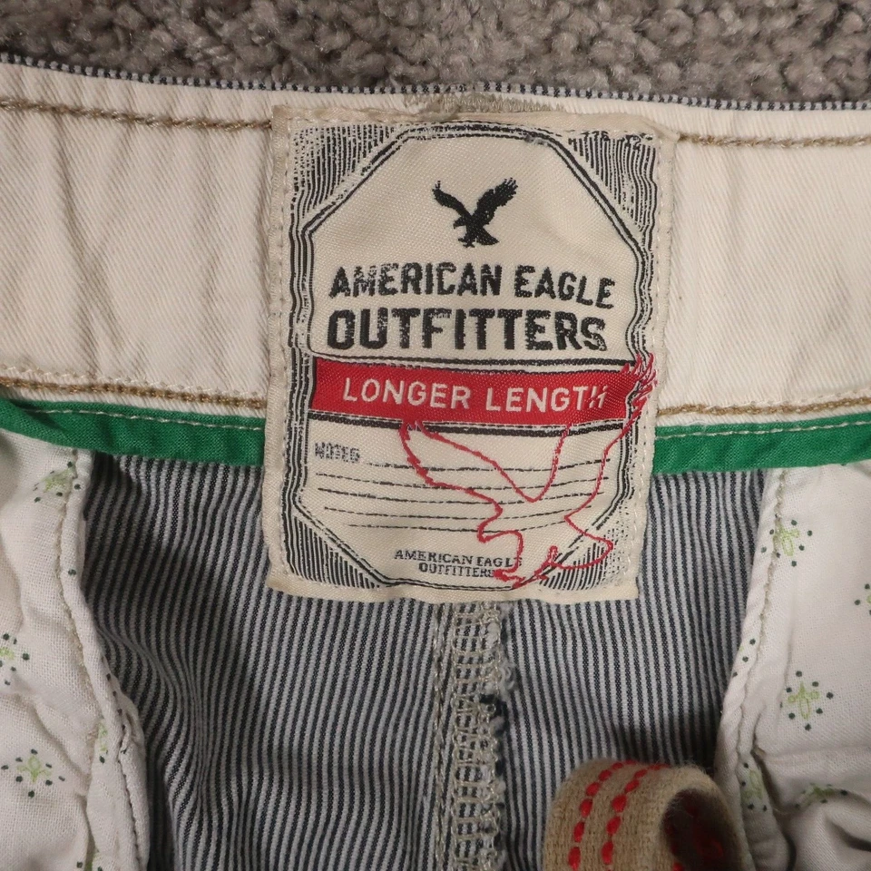 American Eagle 工装短裤男式标签 32 实际 34 黑色白色条纹长内缝 — 第 3/4 张图片
