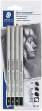 Staedtler Mars Lumograph Charcoal Pencils 4 Piece Pack