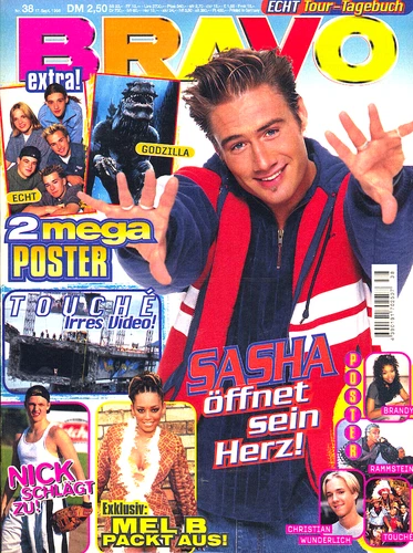 Magazine BRAVO n° 38/1998,  SASHA, ECHT, RAMMSTEIN, SPICE GIRLS, USHER, GODZILLA