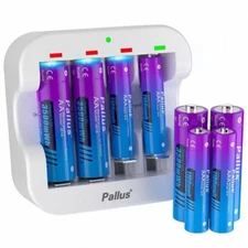 Pallus 1.5V Lithium AA AAA Rechargeable Batteries High Capacity Long-Lasting Lot