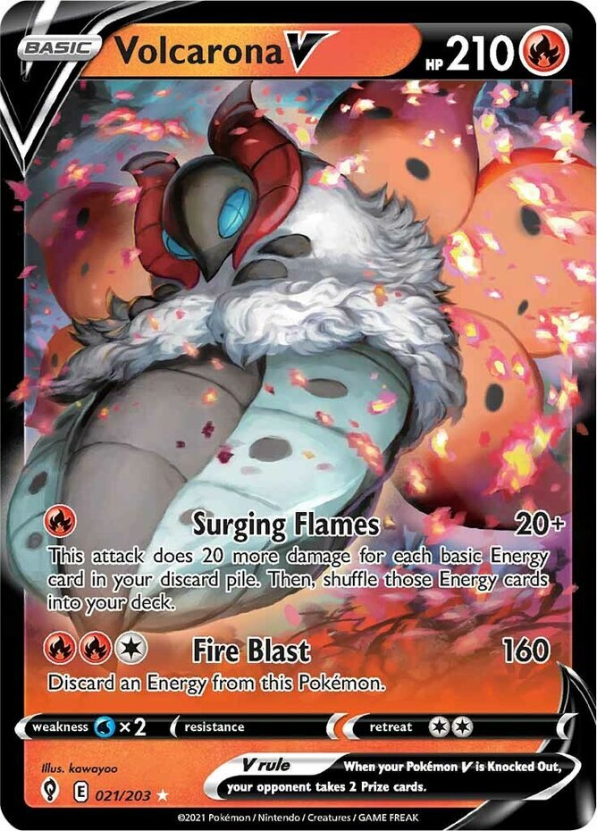 LP Pokemon Volcarona V - 021/203 - Ultra Rare Lightly Played Evolving Skies