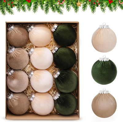 Christbaumkugeln 12 Stück Samt Weihnachtskugeln Ornamente, 8 cm Christbaum Set