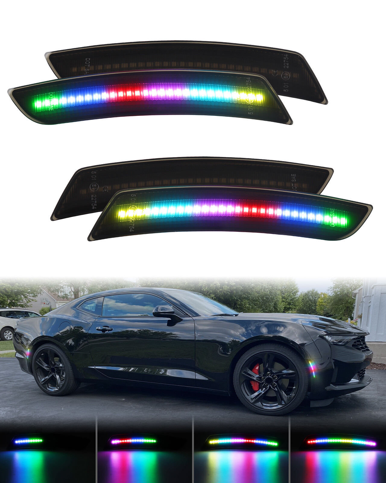 Dynamic 4x LED Side Marker Lights Lamps For 2016-2023 Chevy Camaro LS LT SS ZL1
