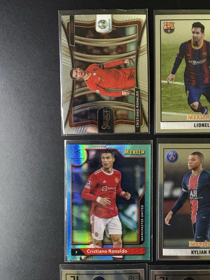 Lote de 18 cartas de Ronaldo Messi Mbappé, refractor, entrepiso, numeradas Foto 2 de 4