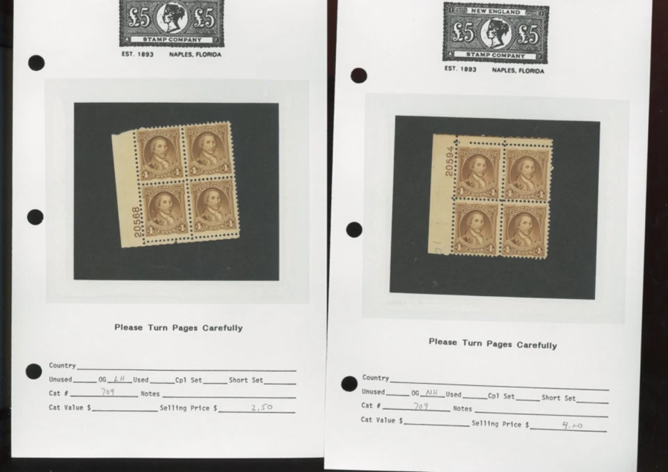 US stamps 707 to 725   39  mnh mh  plateblocks dealer lot   (mb33 - Image 3 of 4