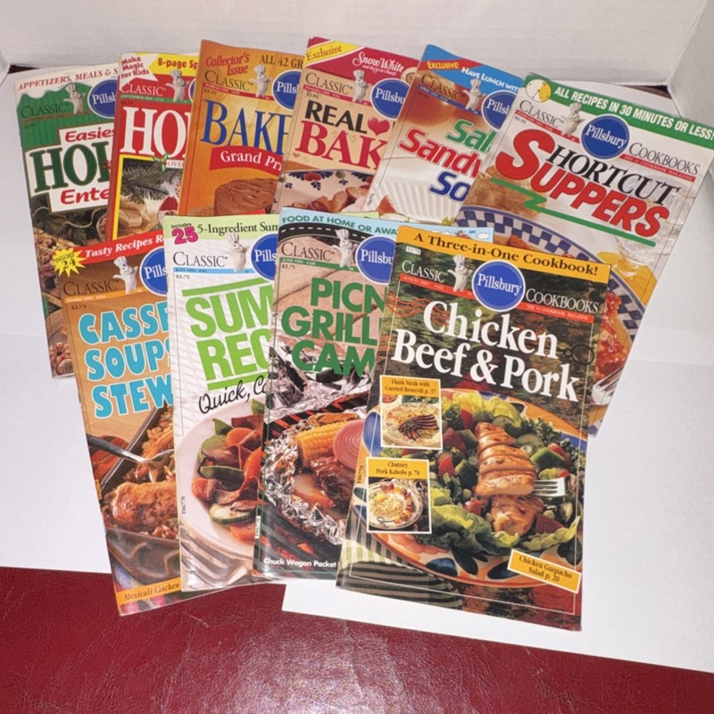 Pillsbury Classic Cookbooks Lot Holiday Bake-Off Casseroles Soups Camping