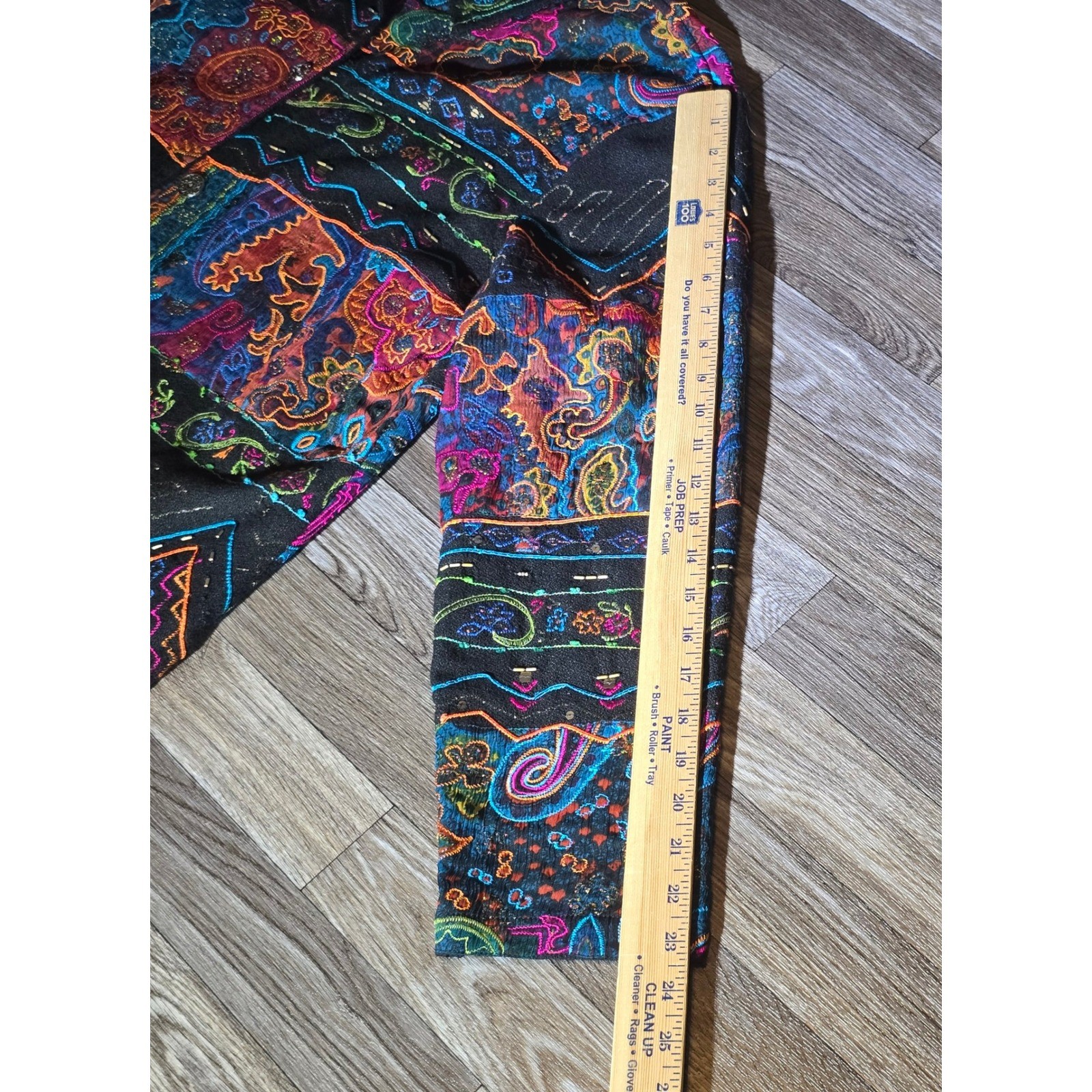Chico's Colorful Patchwork Embellished Blazer Art to Wear Chico's Size2 US Large