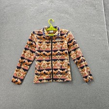 Columbia Girls Jacket M 10/12 Pink Geometric Fleece Activewear Zipper Long