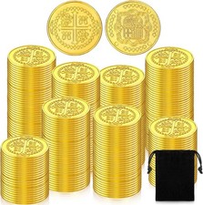 Hanaive 100 Pcs Metal Pirate Coins Bulk Gold Fake Coins Spanish Doubloon Tokens