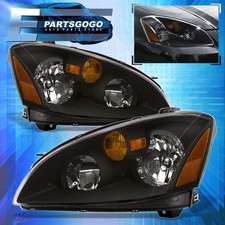 For 02-04 Nissan Altima Jdm Replacement Headlights Lamps Leftright Black Amber For 02-04 Nissan Altima Jdm Replacement Headlights Lamps Leftright Black Amber