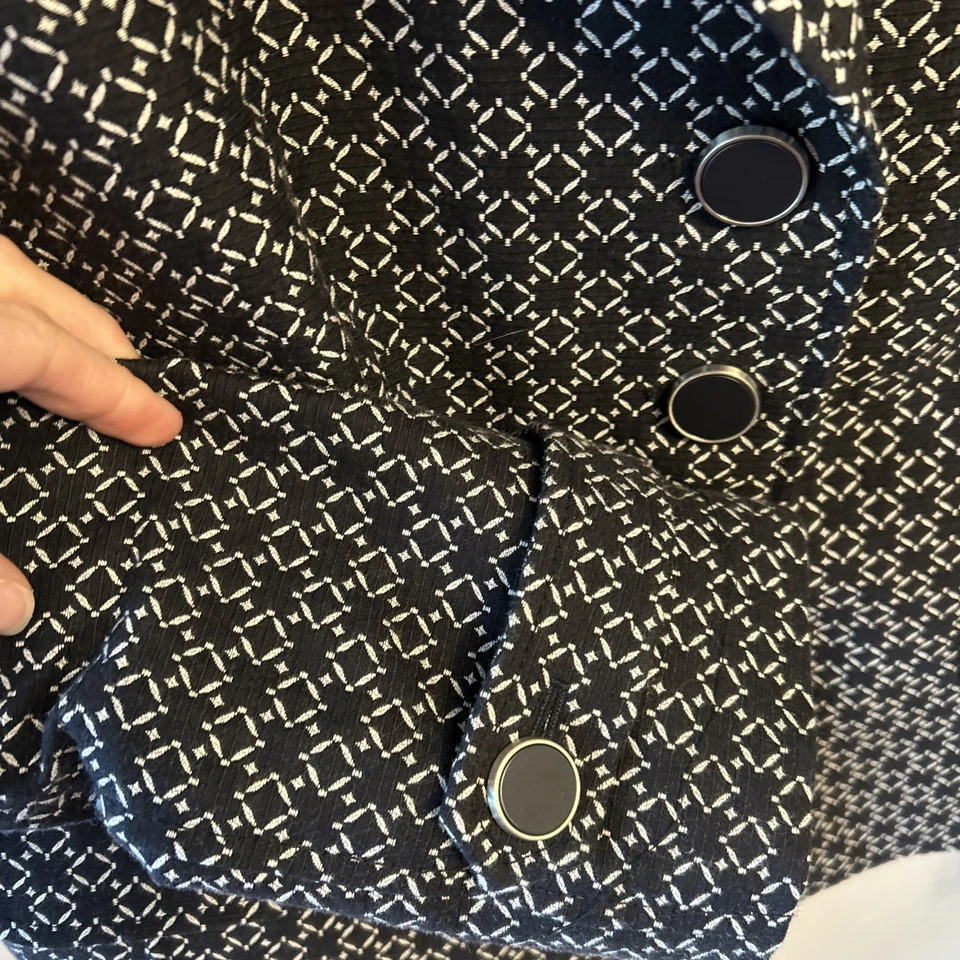 Chaqueta Ann Taylor Azul Marino y Blanco Geo Patrón Talla 14: Totalmente Forrada *ver fotos* Foto 4 de 4