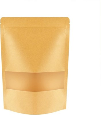 100 Pcs Kraft Stand Up Pouches 3.5 x 5.5 Inch Resealable Zip Lock Food Storage