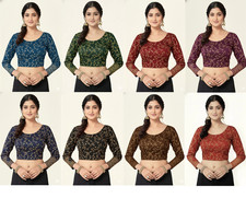 Cotton Laycra Blend Printed Choli Women's Desigenr Full Sleeves Round Neck Choli