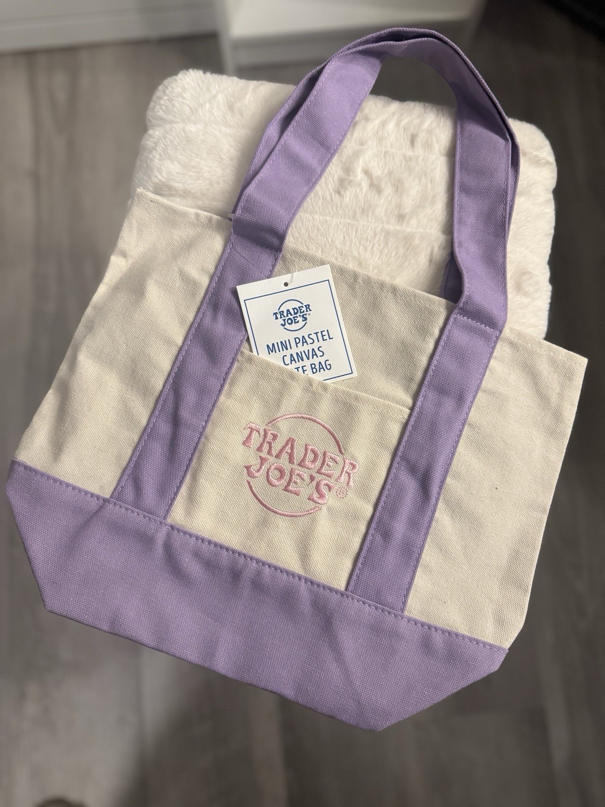 4 Trader Joe’s Mini LIMITED EDITION Spring 2026 Pastel Canvas Tote Bag Authentic image 3