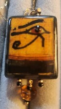 Artisan Egyptian-style Eye of Horus Protection Pendant Gold Plate Bale Chain