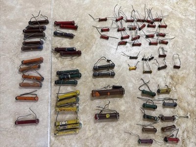 Big Lot of 69  Antique Dog Bone Resistors Many Colors