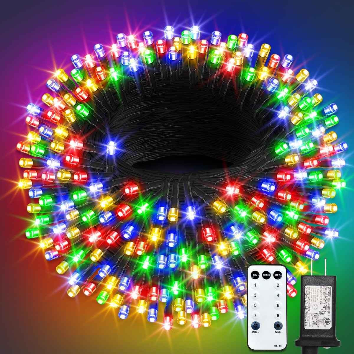1000 LED String Lights Outdoor, 328FT Multicolor Christmas Lights for Outside