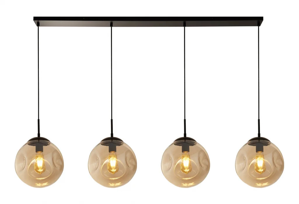 Ceiling Light Black Punch 4 Bar Matt Champagne Glass Searchlight 22123-4BK