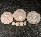 Fine Silver Lot 3oz 4Grams 3 Silver Eagle Rounds 4 Small 1 Gram Bar/ Rounds 💢💯