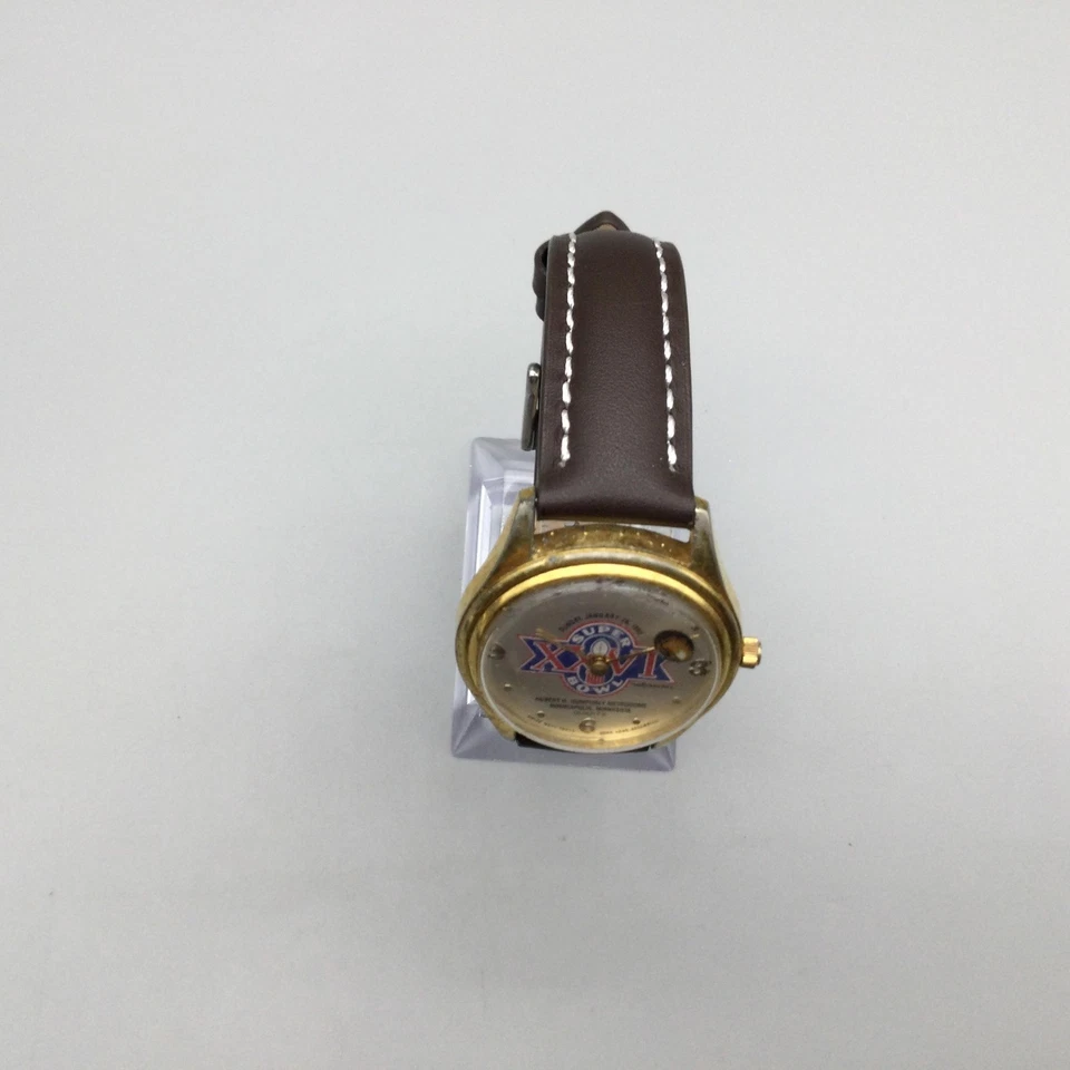 Reloj De Colección Super Bowl XXVI Para Hombre Dorado NFL Fútbol Minneapolis Años 90 Batería Nueva Foto 3 de 4