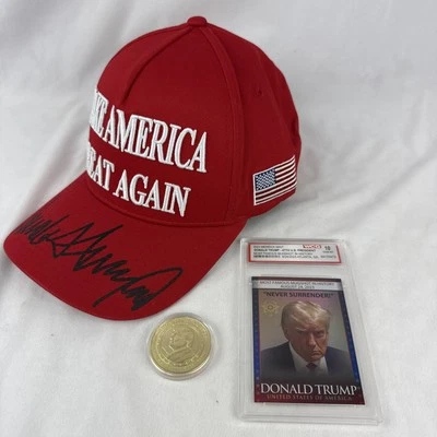 Donald Trump 2024 MAGA 47th Presidential Memorabilia Pack - Hat, Coin, & Card - Image 1 of 4