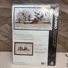 DIMENSIONS Counted Cross Stitch Winter Geese Farm Scene New 13732