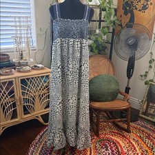 Liberty Of London x Target Navy Blue & White Floral Ruffle Hem Maxi Dress