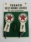 Vintage Texaco Rest Rooms Locked Porcelain Sign - Keys Restroom Double Sided